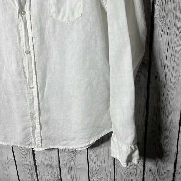 Frank & Eileen white Barry linen button front shirt size Large - Picture 4 of 12